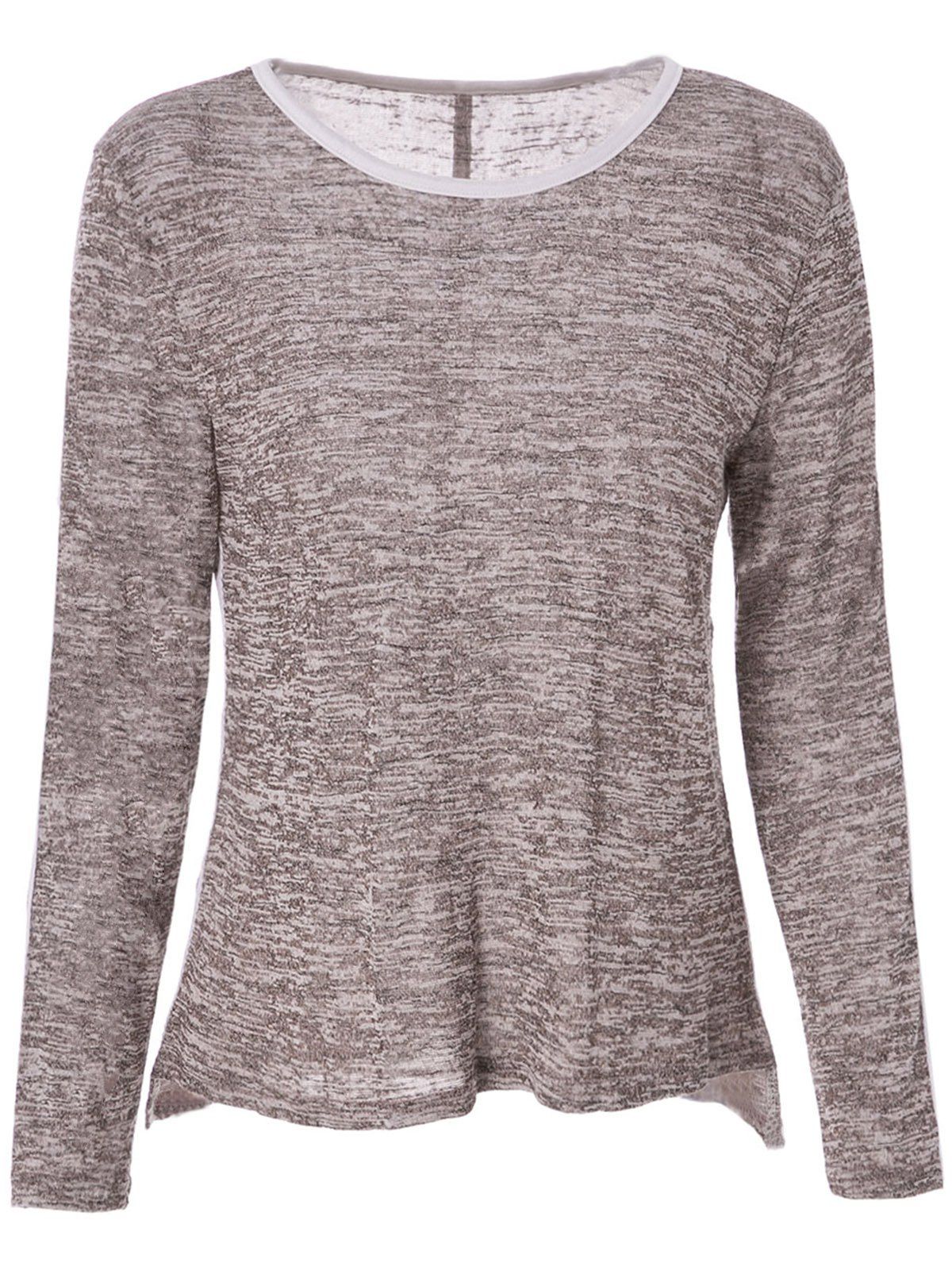 2018 Chic Round Neck Long Sleeve Snow Design T-Shirt For Women GRAY XL ...