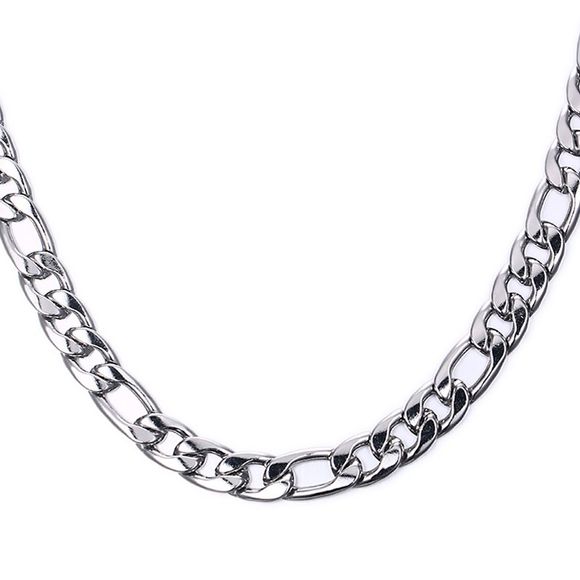 Simple 50CM Length Thick Silvery Figaro Chain Necklace For Men - Argent 