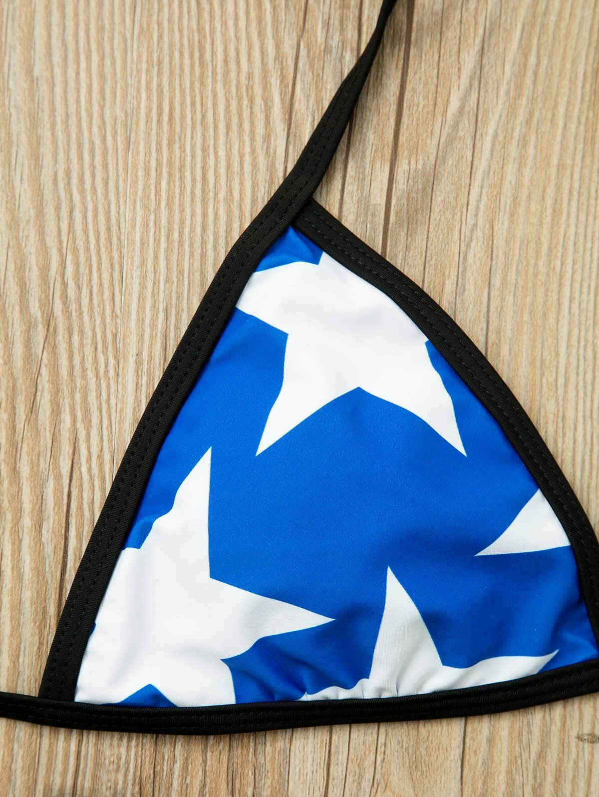 2018 Stylish Halter Sleeveless Star Pattern Women's Bikini Set BLUE L In Bikinis Online Store ...