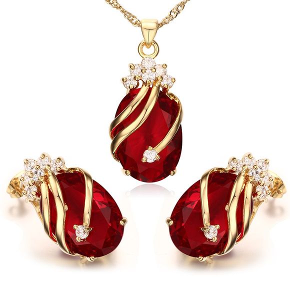 A Suit of Delicate Rhinestone Necklace Jewelry and Earrings For Women - Rouge 