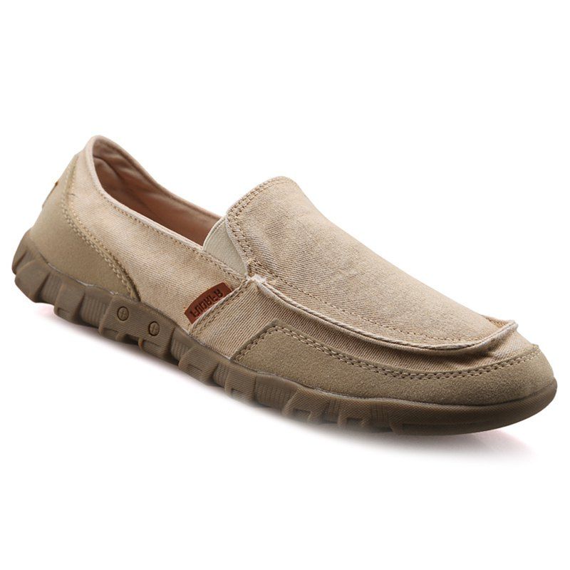 

Casual Solid Color and Stitching Design Men's Loafers, Apricot