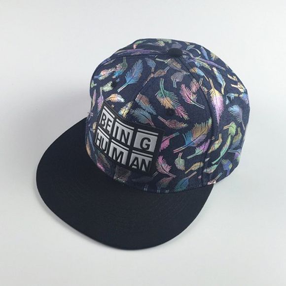 Stylish Letters Labelling Colorful Feathers Embroidery Hip Hop Baseball Cap - Bleu profond 