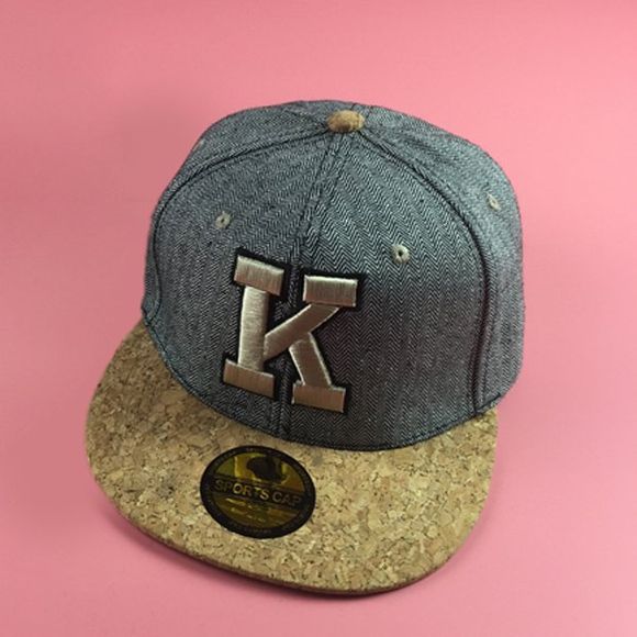 Stylish Letter K Embroidery Herringbone Pattern Hip Hop Baseball Cap - Noir 