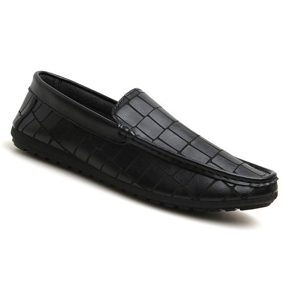 Simple Embossing and Solid Color Design Men's Loafers - Noir 44