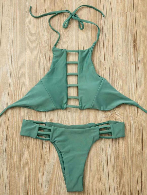 Halter vert Bikini Set de simples femmes - Vert M