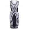 Alluring U-Neck Sleeveless Abstract Print Women's Sheath Dress - Noir L