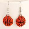 Pair of Stylish Lively Basketball Shape Pendant Athletic Earrings - Rouge 