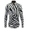 Color Block Stripe Plaine Fly Shirt Col manches longues Hommes  's Shirt - Blanc 3XL