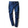 Cat mode Bleach Wash  's Whisker design étroit Pieds Jeans pour les hommes - Bleu profond 36