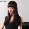 Siv Hair Perruque de Cheveux Humains Élégante Lisse Naturel avec Frange pour Femmes - Noir Profond 