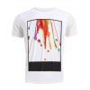 Élégant 3D Coloful Pigment Imprimer T-shirt de col rond manches courtes hommes - Blanc 2XL