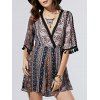 Stylish Women's Elastic Waist Tassel Trim Printed Romper - multicolore ONE SIZE(FIT SIZE XS TO M)