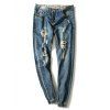 Pieds Modish Bleach Wash Trou design Jogger Jeans pour les hommes - Bleu 33