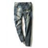 Modish Bleach Wash Trou design Narrow Pieds Jeans pour les hommes - Bleu 36