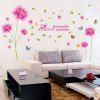 Motif exquis Home Decor Pink Lotus Flower amovible Autocollant Mural DIY - Rose / Vert 