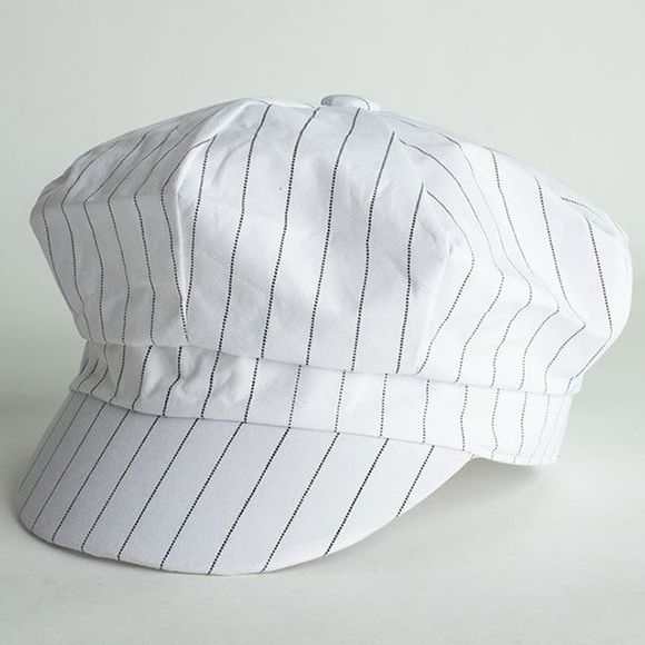 Chic Slender Vertical Stripe Pattern Cool Summer Women's Painter Hat - Blanc 