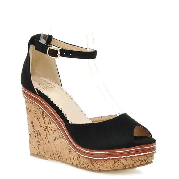 Élégant Toe Peep et sandales en daim design femmes  's - Noir 39