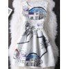 Plissé Guipure Print High Waist Dress For Women - Blanc XL