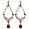 Pair of Vintage Faux Gem Rhinestone Hollowed Earrings For Women - Rouge 