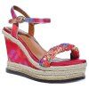 Sweet Printed and Weaving Design Women's Sandals - Rouge 38