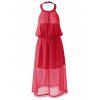 Minceur Halterneck Backless Robe de femmes élégantes - Rouge M
