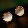 Pair of Charming Faux Opal Round Earrings For Women - Beige 