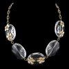 Collier Fleur Vintage Faux Cristal Perle strass pour les femmes - d'or 