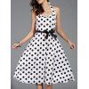 Halter Polka Dot Midi Dress s 'Vintage Femmes - Blanc 2XL