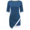 Trendy col rond Haut Bas Femmes de Mini-robe - Bleu XL