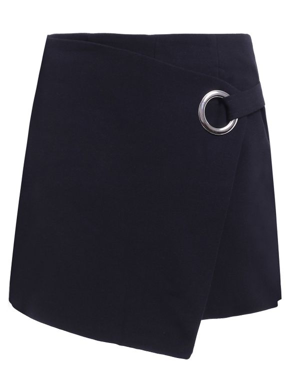 Stylish Women's A-line Round button Midi Skirt - Noir M