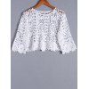 Stylish Openwork 3/4 Sleeve Round Neck Blouse For Women - Blanc ONE SIZE(FIT SIZE XS TO M)