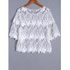 Casual Openwork Round Neck Bell Sleeve Blouse For Women - Blanc ONE SIZE(FIT SIZE XS TO M)
