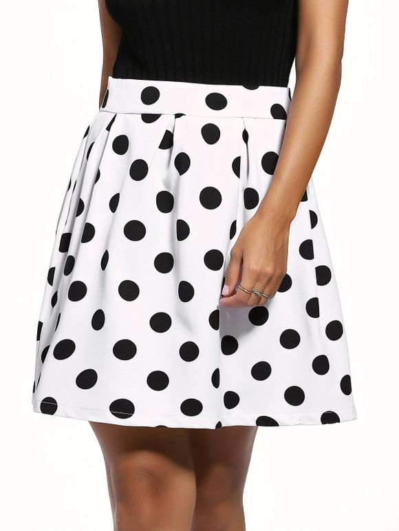 Vintage Black Polka Dot Print Sweet Skirt For Women - Blanc et Noir L