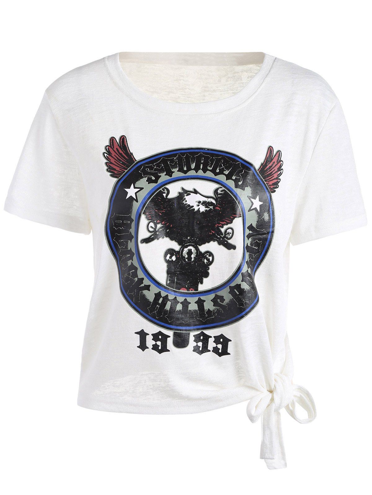 

Eagle and Letter Tie Side T-Shirt, White