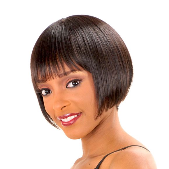 Les femmes s 'Hair Fashion Bang complet court humain Bob perruque - 6 Brown Moyen 