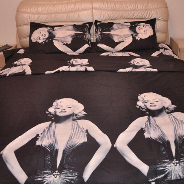 41 Off 2020 Vintage 3d Marilyn Monroe Pattern Black Duvet Cover