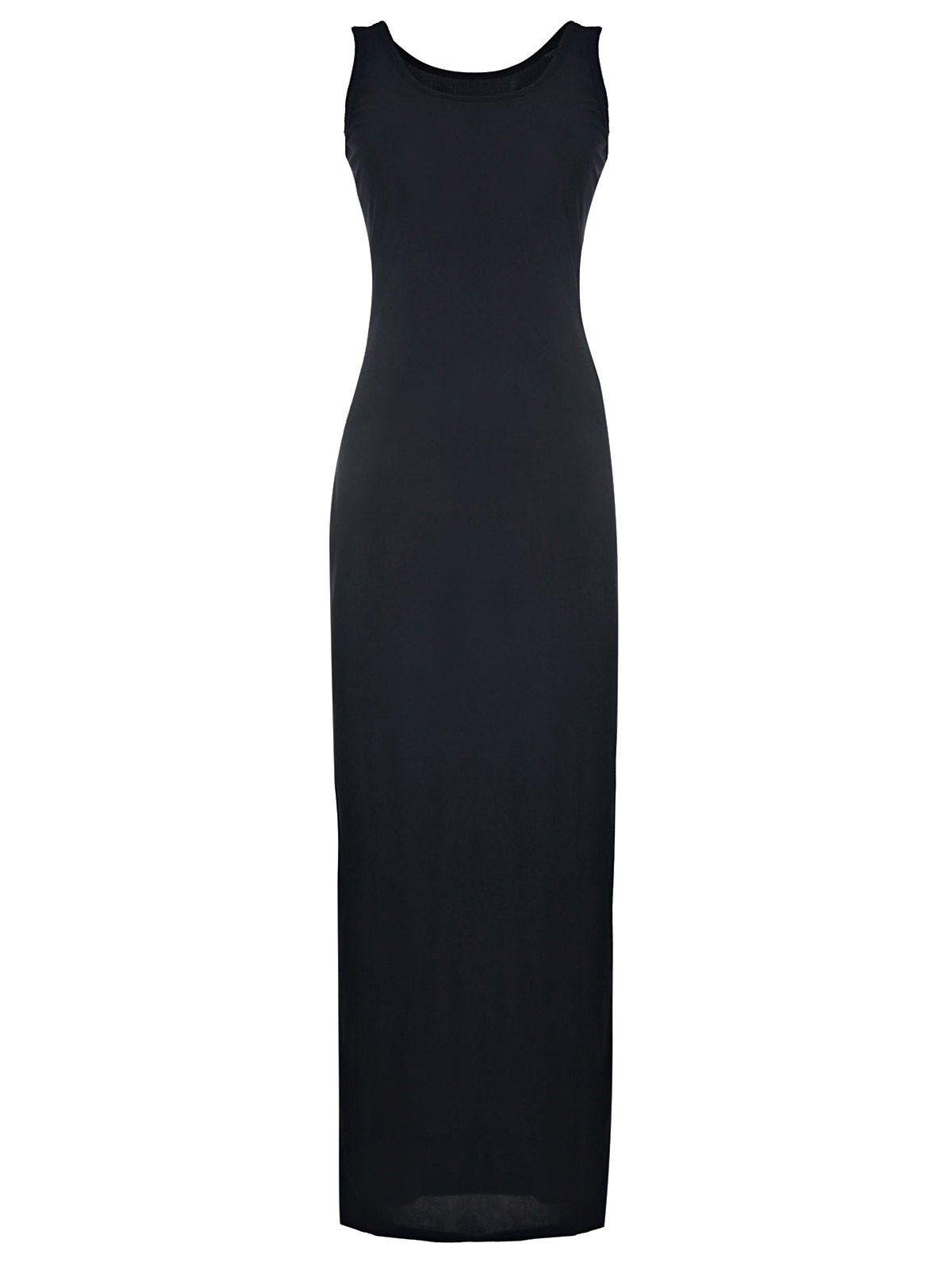 

Sexy U Neck Sleeveless Bodycon Pure Color Women's Dress, Black