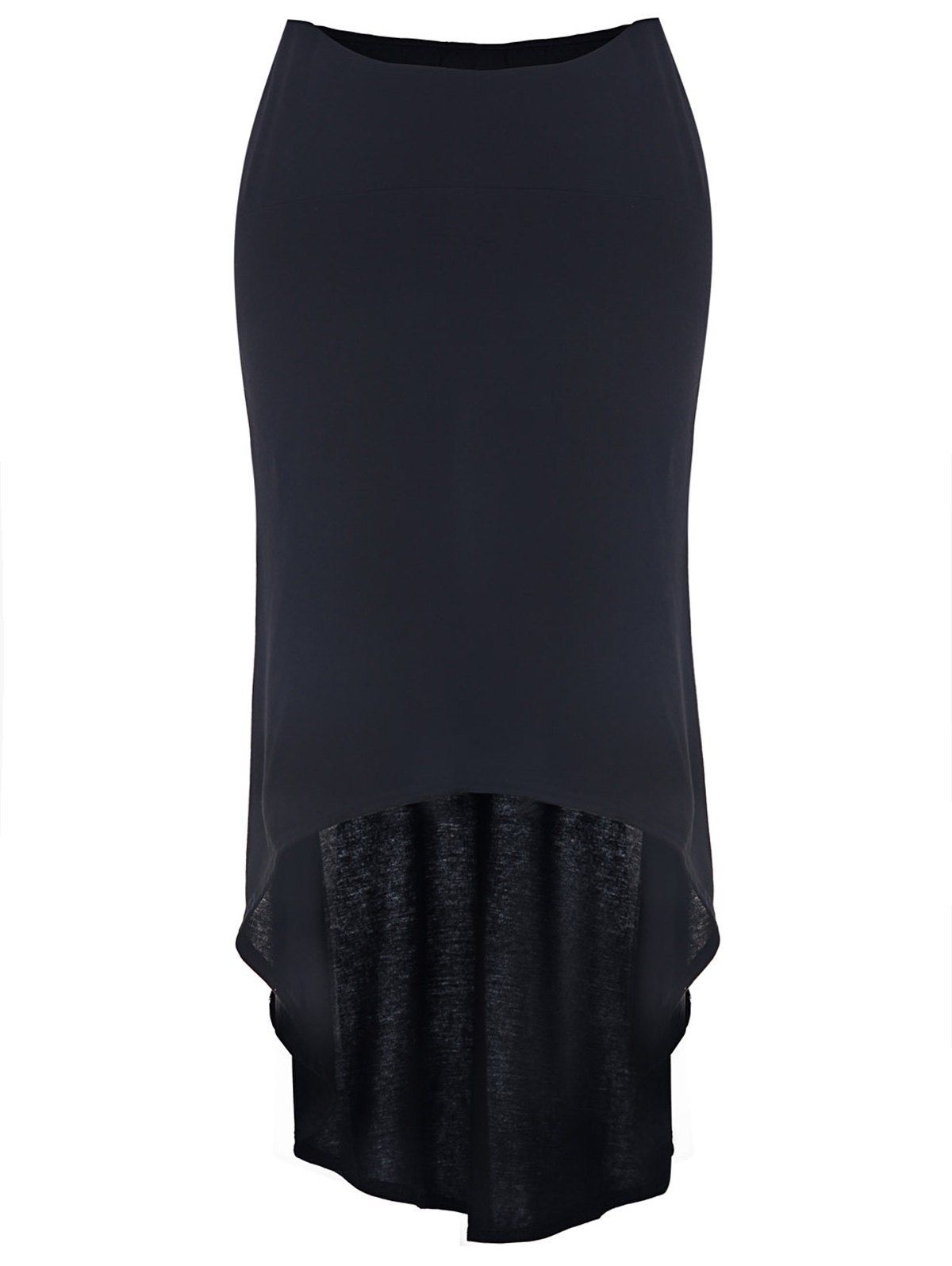 

Charming Mid-Waisted Asymmetrical Solid Color Women's Skirt, Black