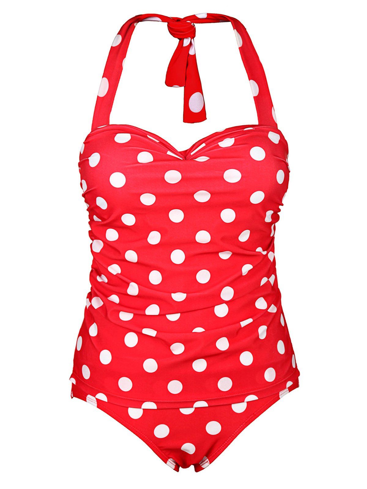 [17% OFF] 2021 Chic Halter Ruffled Polka Dot One-Piece Women's Swimwear ...