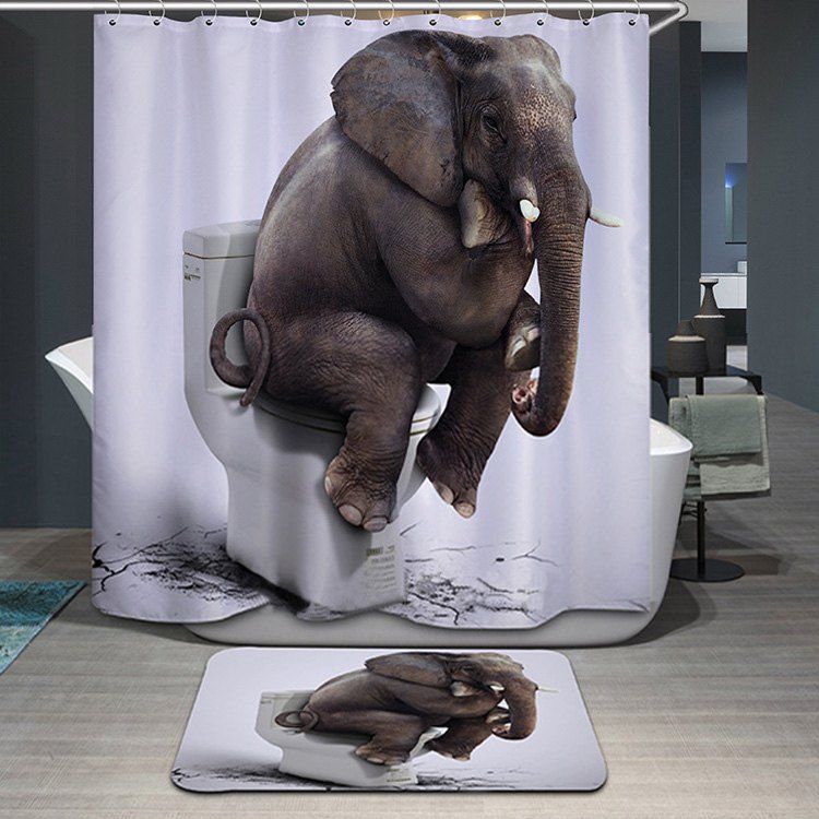 2021 Novelty Waterproof 3d Elephant, Novelty Shower Curtains