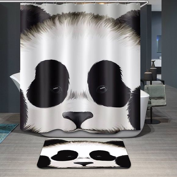 Beau modèle Panda Impression douche imperméable rideau - Blanc et Noir 