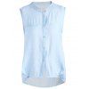 Casual Stand Collar Sleeveless Back Ruffled Women's Solid Color Shirt - Bleu clair ONE SIZE(FIT SIZE XS TO M)