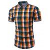 Slim Fit Turn Down Collar Plaid Short Sleeves Shirts For Men - Tangerine 3XL