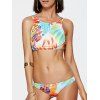 Élégant Colorful Imprimer col rond femmes s 'Two Piece Swimsuit - multicolore L