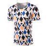 Collar Slim Fit géométrique Figure Imprimé ronde manches courtes T-shirts pour hommes - multicolore 2XL