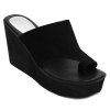 Leisure Wedge Heel and Dark Color Design Women's Slippers - Noir 39