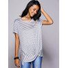 Scoop Neck T-Shirt Femme Casual  's Striped Twisted - Gris L