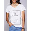 Femmes Casual s  'V-Neck Lettre modèle à manches courtes T-shirt - Blanc L
