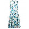 Attachant Halter sans manches imprimé floral taille haute robe de bal pour les femmes - Bleu S