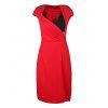 Sexy Collar Stand-Up manches courtes Bodycon Spliced ​​femmes s 'Dress - Rouge S